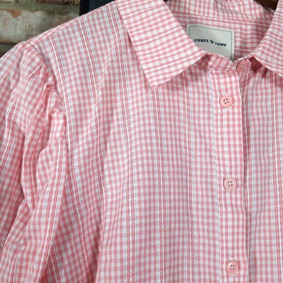 Court & Rowe Gingham Check Dobby Button Up Shirt - Picture 5 of 8